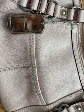 Ring Pale Pink Leather Tote with Silver Hardware